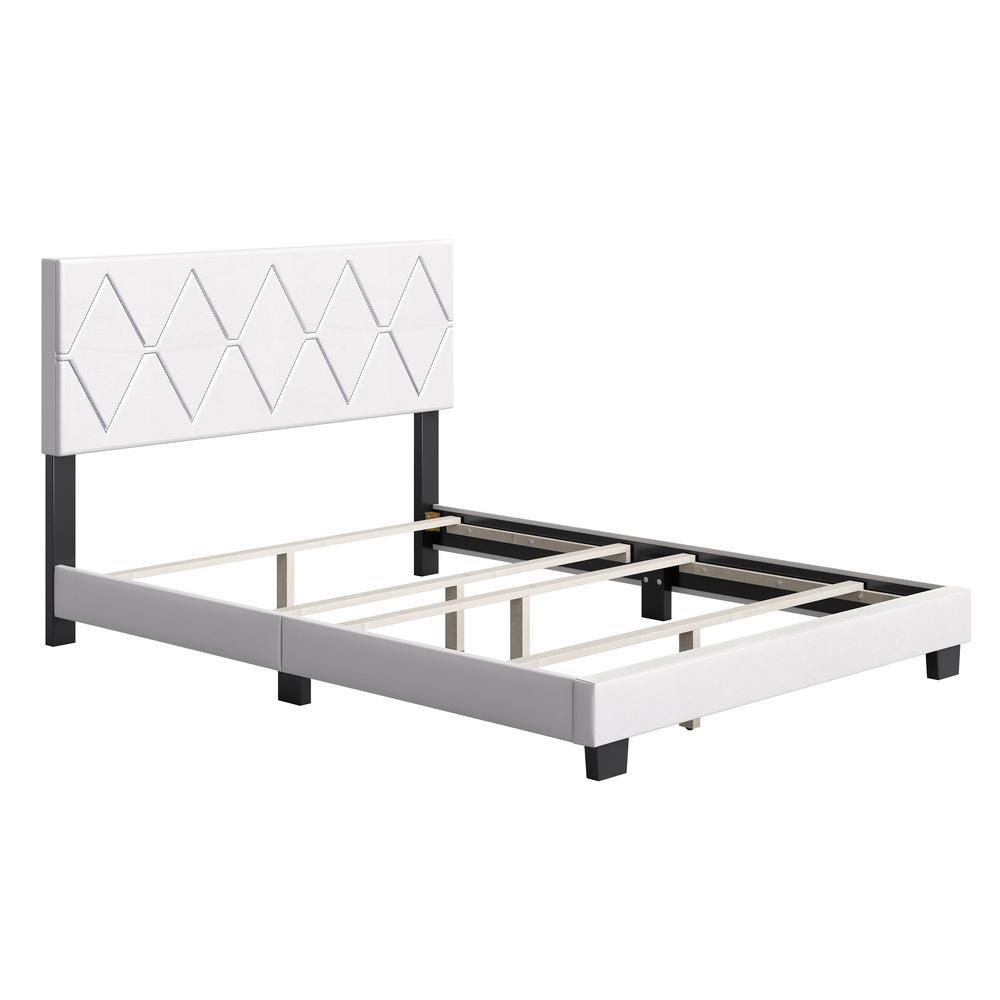 Boyd Sleep Charlat Upholstered Faux Leather Platform Bed Queen White