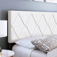 Boyd Sleep Charlat Upholstered Faux Leather Platform Bed  Queen  White