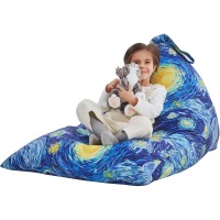 Nobildonna Stuffed Animal Storage Bean Bag Chair Cover Only For Kids And Adults, Extra Large Beanbag Without Filling Plush Toys Holder And Organizer- Premium Canvas 250L (Starry Night)