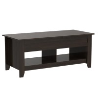 Yaheetech Lift Top Coffee Table With Hidden Storage Compartment & 2 Open Shelves, Rising Tabletop Pop Up Center Table For Living Room Reception Room, 47.5'' L, Espresso