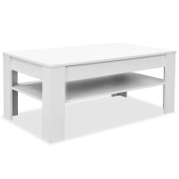 vidaXL Coffee Table, End Table with Storage Shelf, Side Table for Living Room Bedroom, Home Furniture, Modern Style, Engineered Wood White