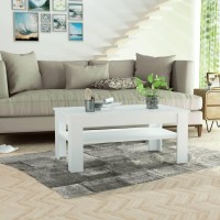 vidaXL Coffee Table, End Table with Storage Shelf, Side Table for Living Room Bedroom, Home Furniture, Modern Style, Engineered Wood White