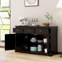 Dortala Kitchen Buffet Sideboard, Wood Storage Cabinet W/ 3 Drawers And 2 Cupboards, 3 Doors, Morden Entryway Cupboard, Buffet Table For Dining Room, Kitchen, Living Room, Entryway, Brown