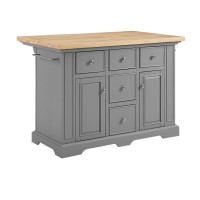 Julia Wood Top Kitchen Island Gray Natural