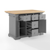 Julia Wood Top Kitchen Island Gray Natural