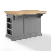 Julia Wood Top Kitchen Island Gray Natural