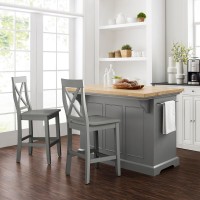 Julia Wood Top Island WXBack Stools GrayGray Islands 2 Stools