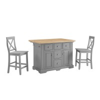 Julia Wood Top Island WXBack Stools GrayGray Islands 2 Stools