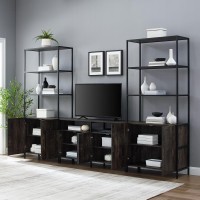 Jacobsen 3Pc Entertainment Set Brown AshMatte Black Media Stand 2 Large Etageres