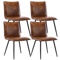 Duhome Kitchen Chairs Set Of 4 Side Chair For Dining Room Living Room Yellowish-Brown Pu Leather
