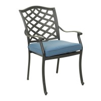Aluminum Dining Arm Chair With Cushion, Set Of 2(D0102H7C66T)