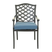 Aluminum Dining Arm Chair With Cushion, Set Of 2(D0102H7C66T)