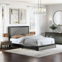 Boyd Sleep Arden Diagonal Faux Leather Platform Bed King BlackGray