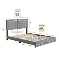 Boyd Sleep Senata Upholstered Linen Platform Bed King Gray