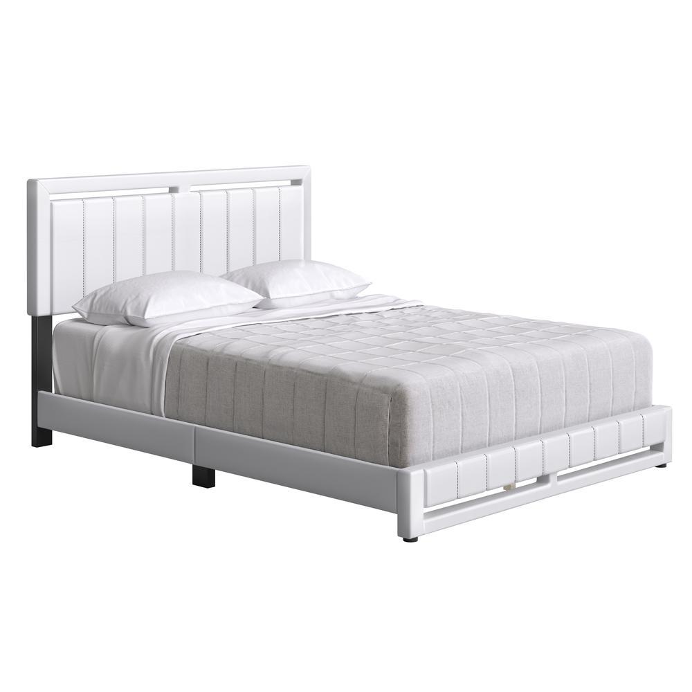 Boyd Sleep Beaumont Upholstered Faux Leather Platform Bed Queen White