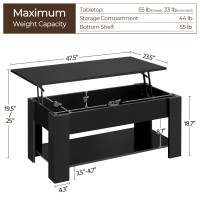 Yaheetech Lift Top Coffee Table With Hidden Compartment And Storage Shelf Rising Tabletop Dining Table For Living Room Receptio