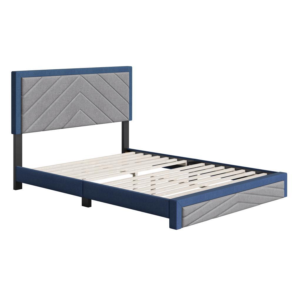 Boyd Sleep Barcelona Diagonal Linen Platform Bed Queen BlueGray