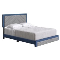 Boyd Sleep Barcelona Diagonal Linen Platform Bed Queen BlueGray