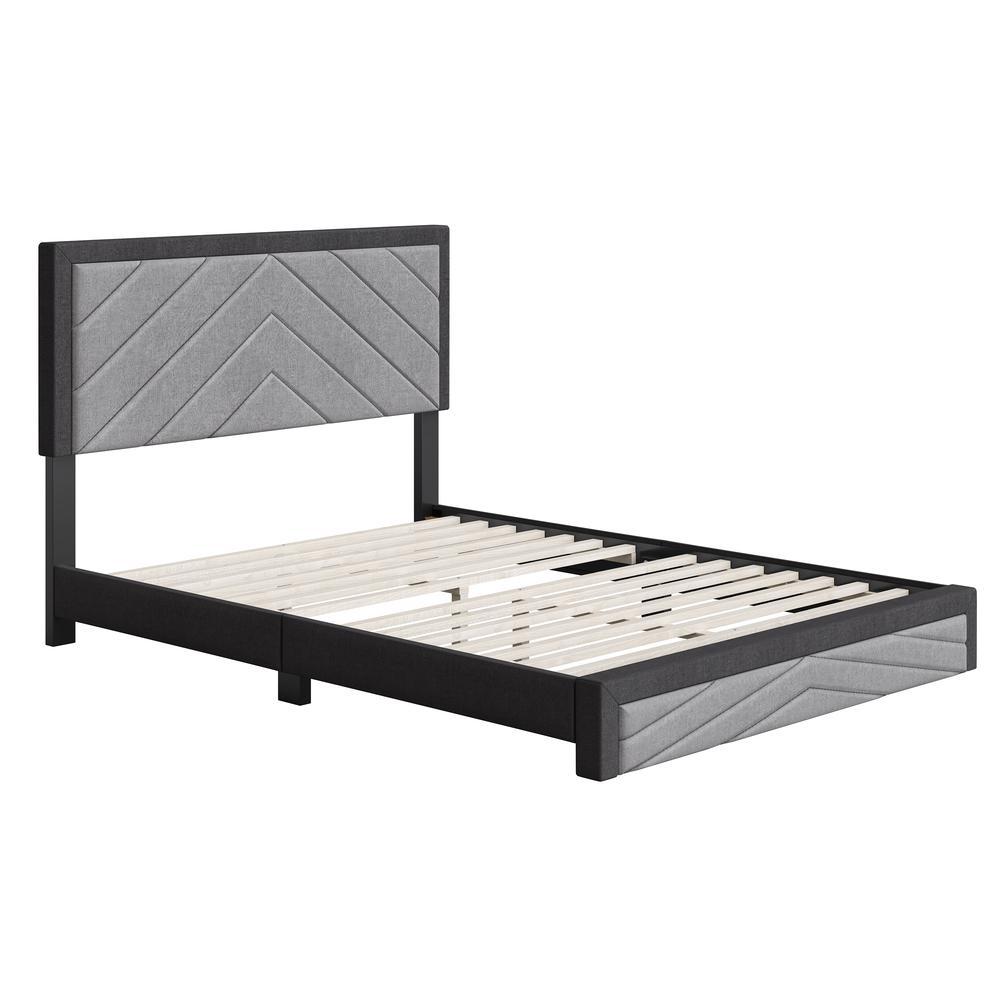 Boyd Sleep Barcelona Diagonal Linen Platform Bed Queen Black and Gray