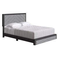 Boyd Sleep Barcelona Diagonal Linen Platform Bed Queen Black and Gray