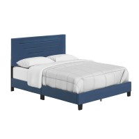 Boyd Sleep Luxembourg Upholstered Faux Leather Platform Bed Queen Blue