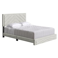 Boyd Sleep Barcelona Diagonal Linen Platform Bed Queen Beige