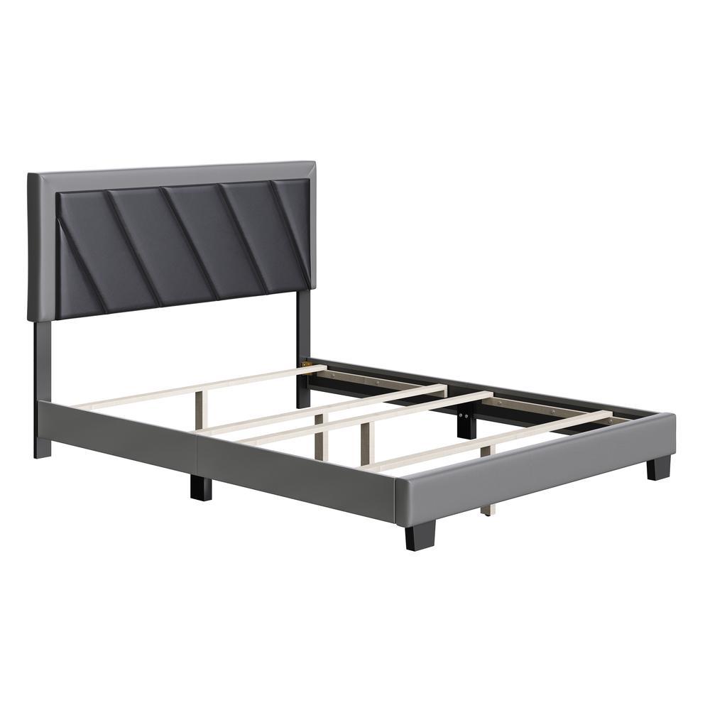 Boyd Sleep Savona Upholstered Faux Leather Platform Bed Full BlackGray