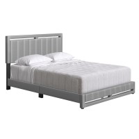 Boyd Sleep Beaumont Upholstered Faux Leather Platform Bed Queen Gray