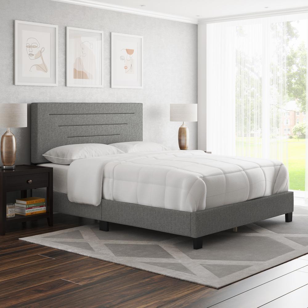 Boyd Sleep Cordoba Upholstered Linen Platform Bed Queen Gray