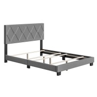 Boyd Sleep Diamond Upholstered Linen Platform Bed King Gray