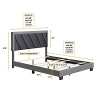 Boyd Sleep Savona Upholstered Faux Leather Platform Bed  Queen  Black And Gray