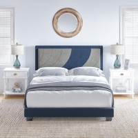 Boyd Sleep Sail Away Upholstered Linen Platform Bed Queen BlueGray