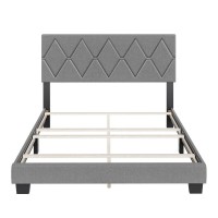 Boyd Sleep Diamond Upholstered Linen Platform Bed Twin Gray