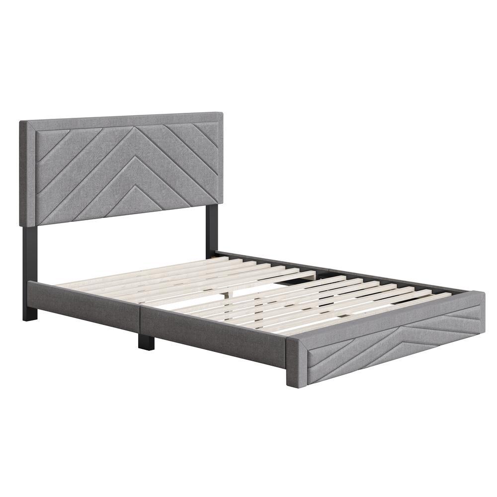 Boyd Sleep Barcelona Diagonal Linen Platform Bed Full Gray