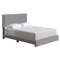 Boyd Sleep Barcelona Diagonal Linen Platform Bed Full Gray