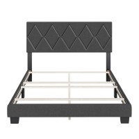 Boyd Sleep Diamond Upholstered Linen Platform Bed  King  Black