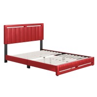 Boyd Sleep Beaumont Upholstered Faux Leather Platform Bed Full Red