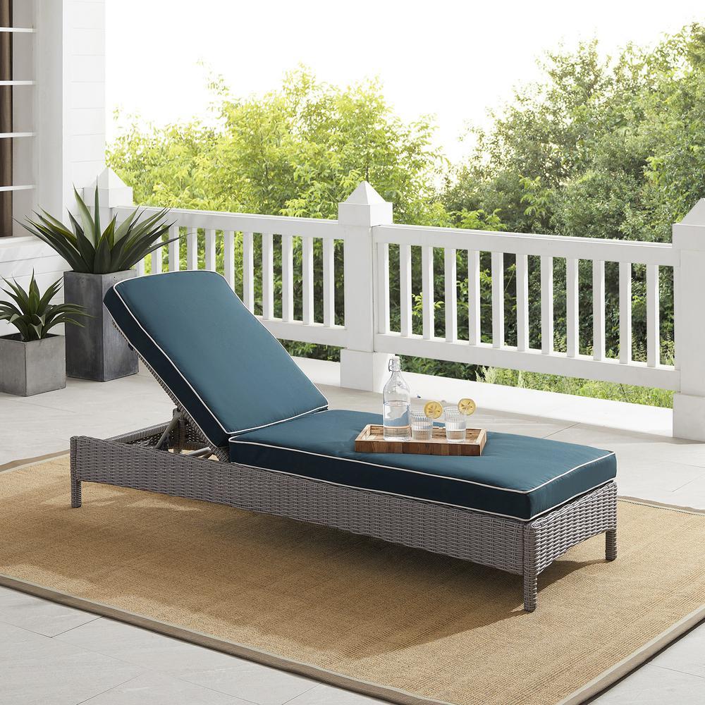 Bradenton Outdoor Wicker Chaise Lounge NavyGray