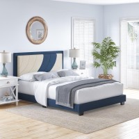 Boyd Sleep Sail Away Upholstered Linen Platform Bed Twin WhiteBlue