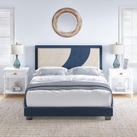 Boyd Sleep Sail Away Upholstered Linen Platform Bed  Twin  White/Blue