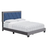 Boyd Sleep Diagonal Upholstered Linen Platform Bed  King  Blue/Gray