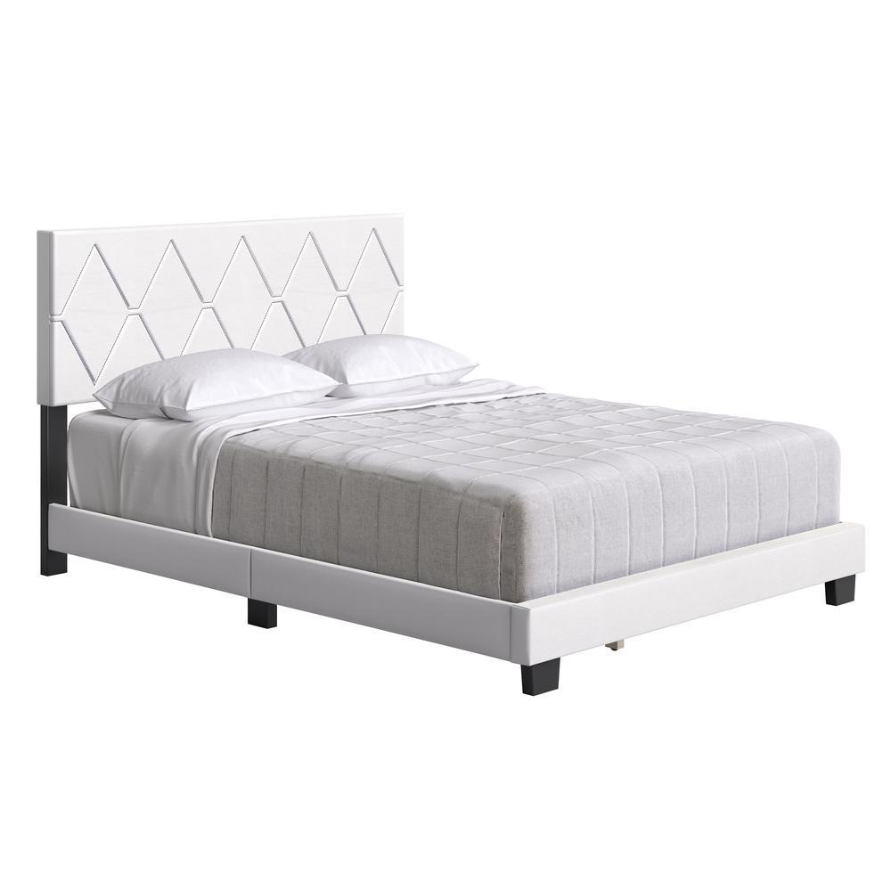 Boyd Sleep Charlat Contemporary Faux Leather Platform Bed  Full  White