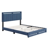 Boyd Sleep Senata Upholstered Linen Platform Bed Queen Blue