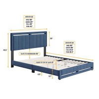 Boyd Sleep Senata Upholstered Linen Platform Bed Queen Blue