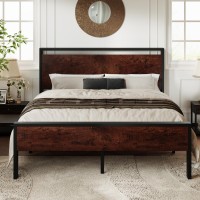 Allewie Full Size Platform Bed Frame With Wooden Headboard And Footboard Heavy Duty 12 Metal Slats Support No Box Spring Neede