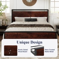 Allewie Full Size Platform Bed Frame With Wooden Headboard And Footboard Heavy Duty 12 Metal Slats Support No Box Spring Neede