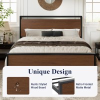 Allewie Full Size Platform Bed Frame With Wooden Headboard And Footboard Heavy Duty 12 Metal Slats Support No Box Spring Neede