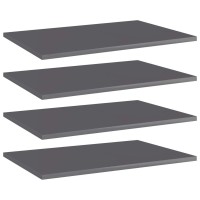 vidaXL Bookshelf Boards 4 pcs High Gloss Gray 236x157x06 Chipboard 805264