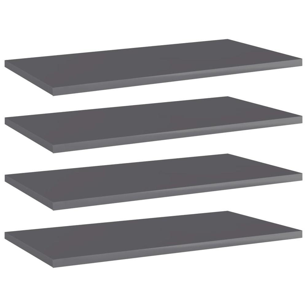 vidaXL Bookshelf Boards 4 pcs High Gloss Gray 236x118x06 Chipboard 805248