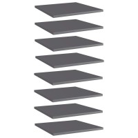 vidaXL Bookshelf Boards 8 pcs High Gloss Gray 157x157x06 Chipboard 805185